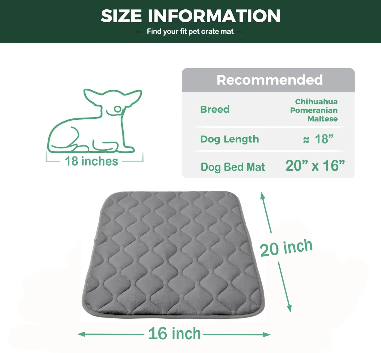 Dog Crate Bed Dog Crate Pad Washable Dog Bed Mat for Crate Mats for Dog Cage Mat Dog Kennel Pad Dog Kennel Mat Dog Crate Liner for Small Dogs and Cats,20"X16"