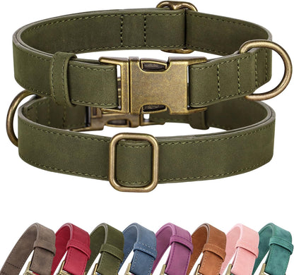 Soft PU Leather Dog Collar, Stylish Quick Released Dog Collars for Small Dogs, Easy Clean Adjustable Pet Collar for Daily Walking, Blue, S Fit 10-15" Neck