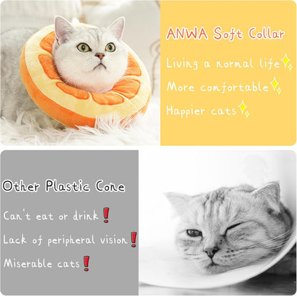 Adjustable Cat Cone Collar Soft, Cute Cat Donut Collar after Surgery, Kitten Recovery Cones to Stop Licking