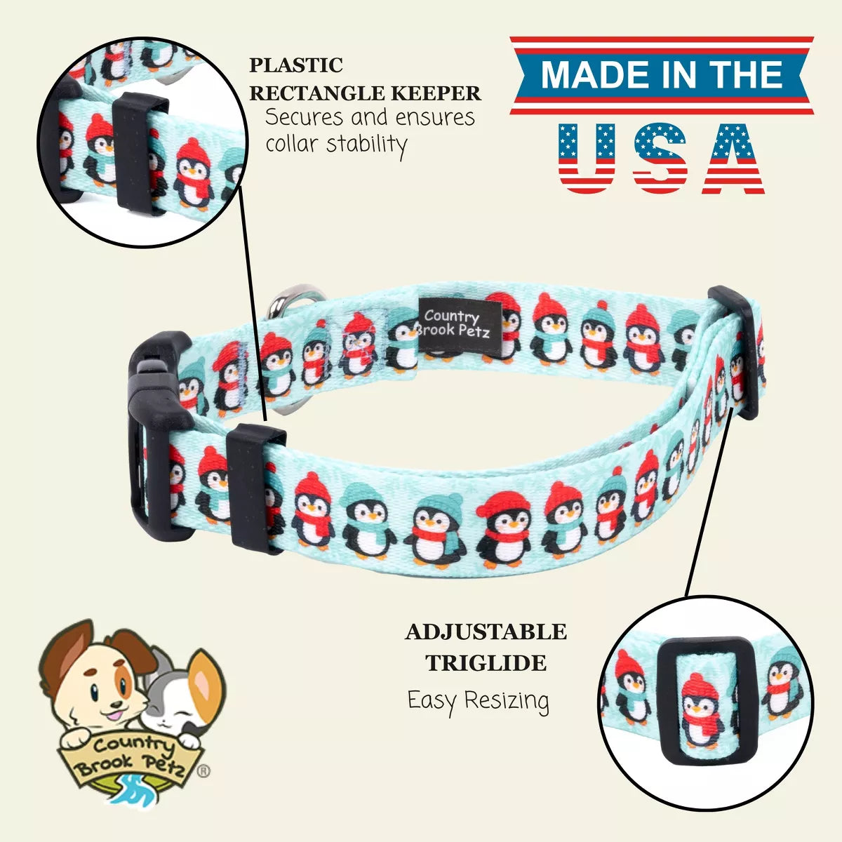 Country Brook Petz Deluxe Dog Collar - Christmas Collection - Made in the U.S.A.