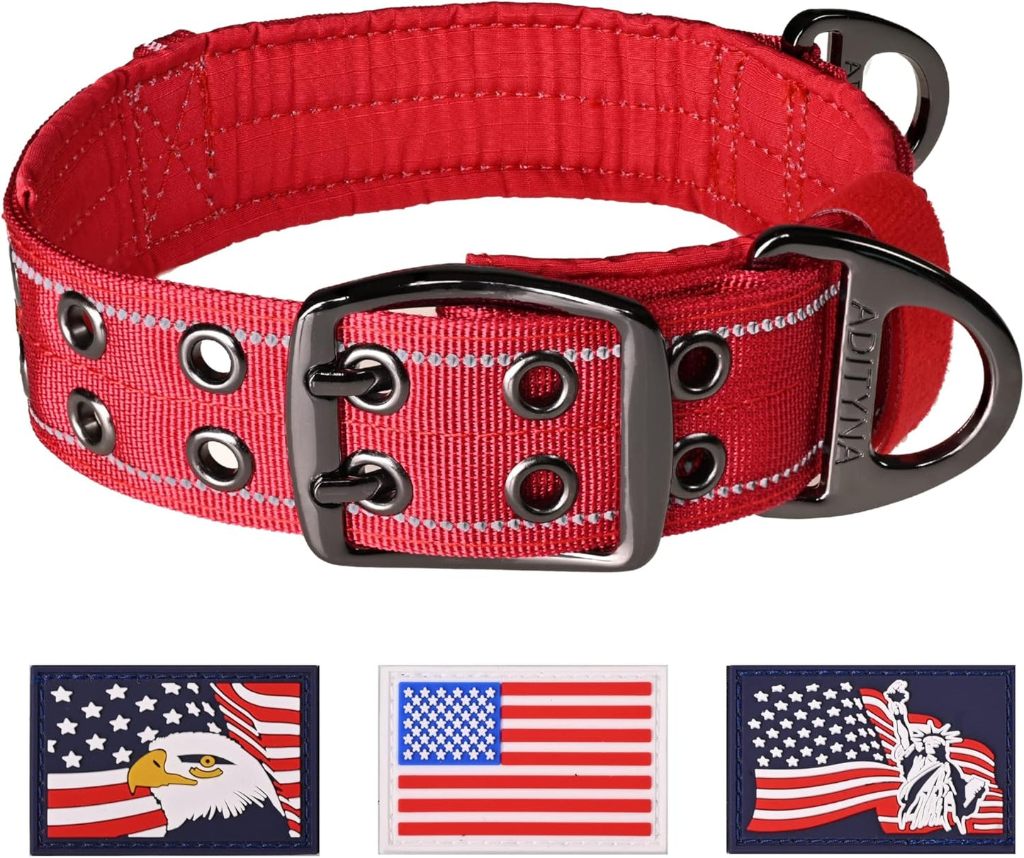 Heavy Duty Dog Collar for Large Dogs - Reflective Collar with Handle for Training, and Walking - Wide, Thick, Tactical, Soft Neoprene Padded