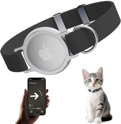 Airtag Cat Collar, Ultra Elastic Cat Tracker Collar, Airtag Holder Compatible with Apple Air Tag, [Lightweight & Scratch Resistant] Adjustable Stepless GPS Pet Collar for Cats Kittens, Orange