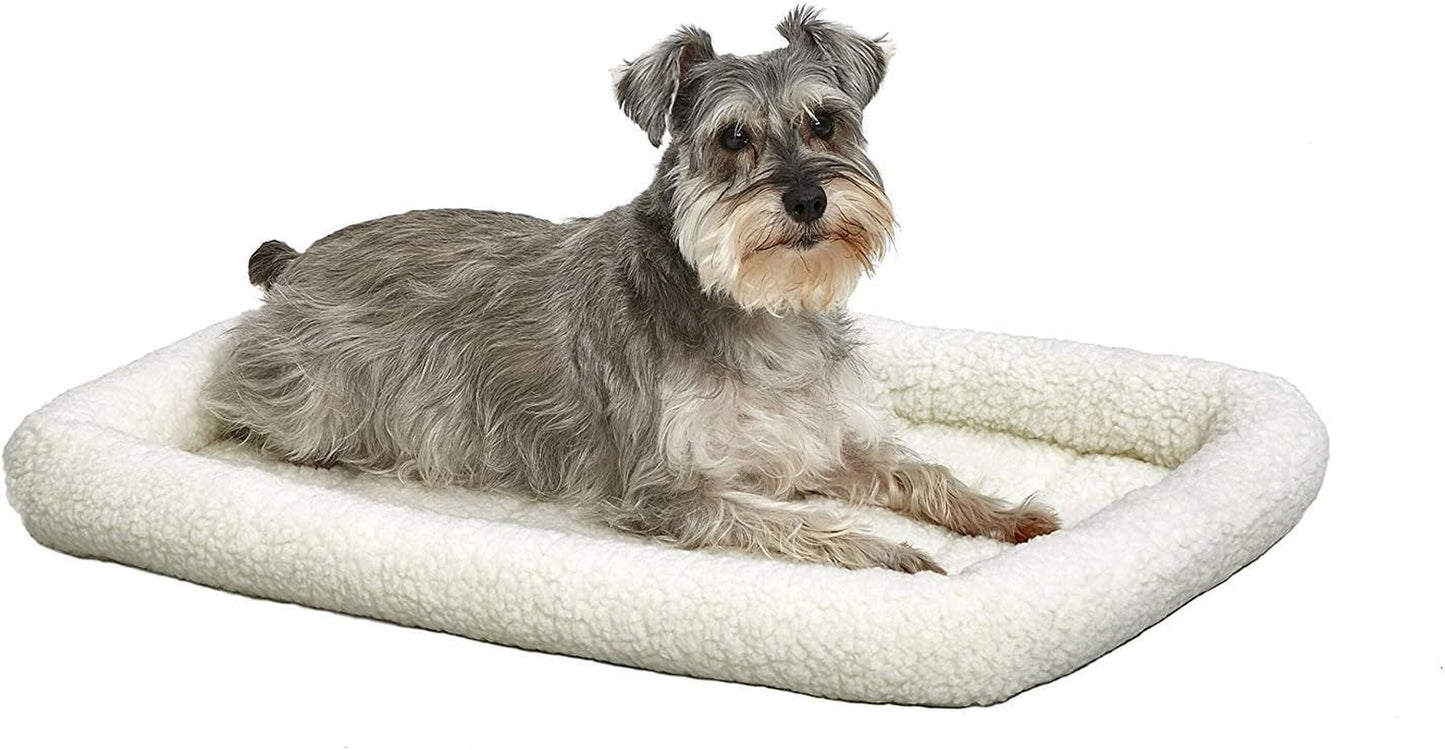 Cozy Gray Faux Fur Bolster Dog Bed - Ultra-Soft, Machine Washable, Perfect for XXS Dogs and Cats in 18-Inch Crates and Carriers