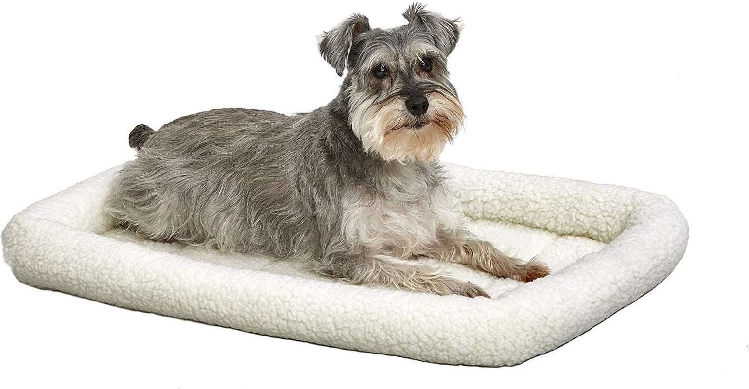 Cozy Gray Faux Fur Bolster Dog Bed - Ultra-Soft, Machine Washable, Perfect for XXS Dogs and Cats in 18-Inch Crates and Carriers