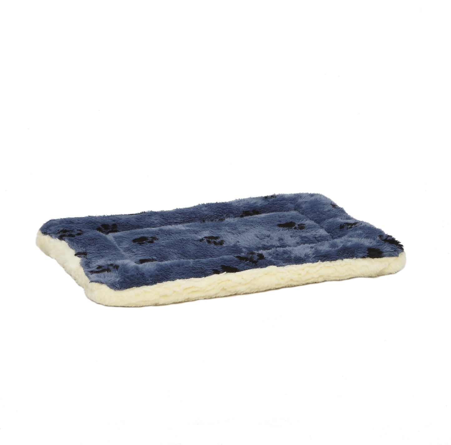 , Blue Paw Print Reversible Fleece Dog Bed Designed to Fit 22 Inch Crate