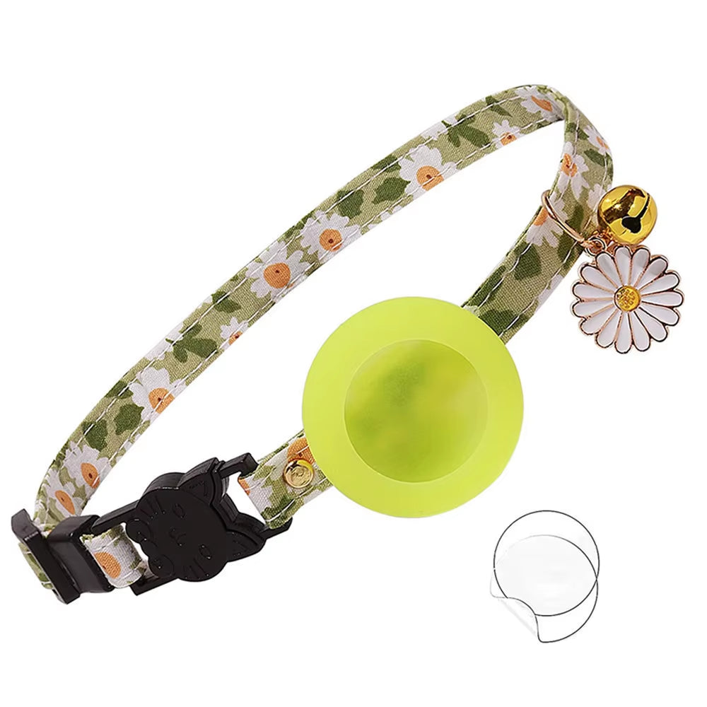 Airtag Case Cat Collar Kitten with Bells and Flower Charm Tracker Adjustable Collars for Kitties and Puppies anti Lost Locator