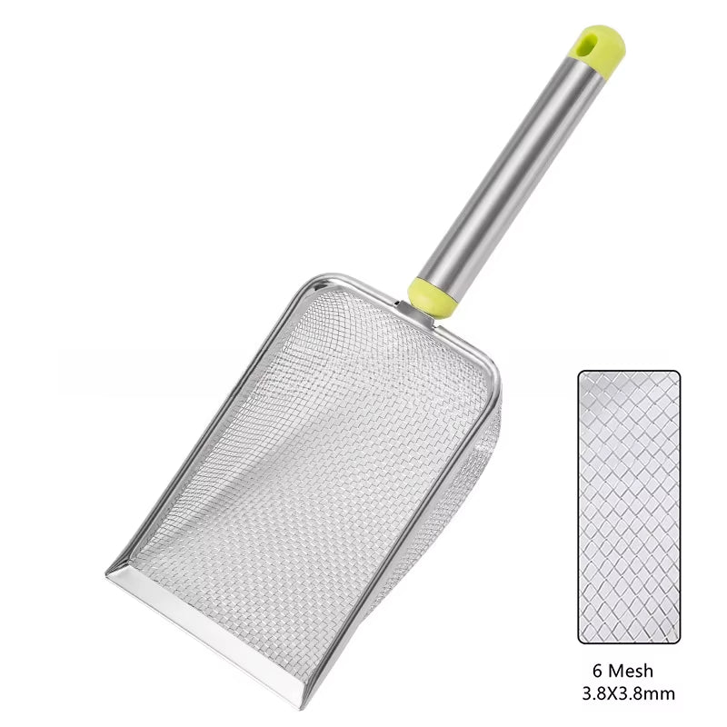 1Pcs Stainless Steel Fine Mesh Cat Litter Scoop Easy to Clean Non-Stick Shovel for Reptiles Sand Efficient Durable Litter Scoop