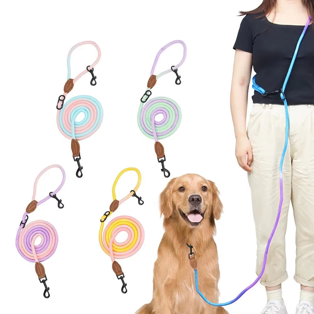 Hands Free Dog Leash Multifunctional Dog Running Leash for Dog Walking Adjustable Crossbody Dogs Training Nylon Double Leashes