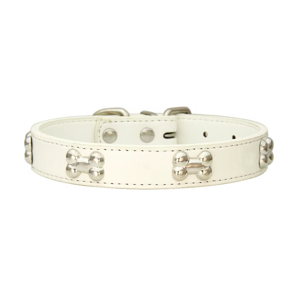 New Bone Leather Durable Pet Dog Collars Puppy Pug Collars for Small Large Dog Puppy Neck Collar GXQ13