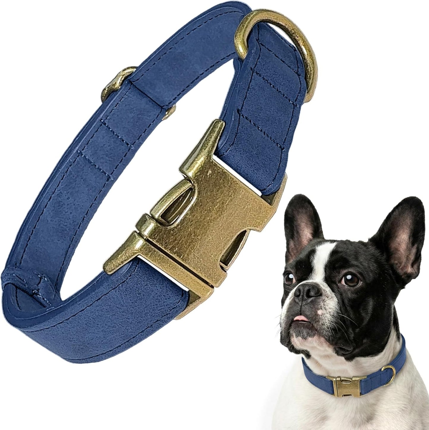 Leather Dog Collar – Durable Faux PU Leather Dog Collar for Small Medium Large Dogs, Adjustable Pet Collar with Metal Buckle (Brown, S)
