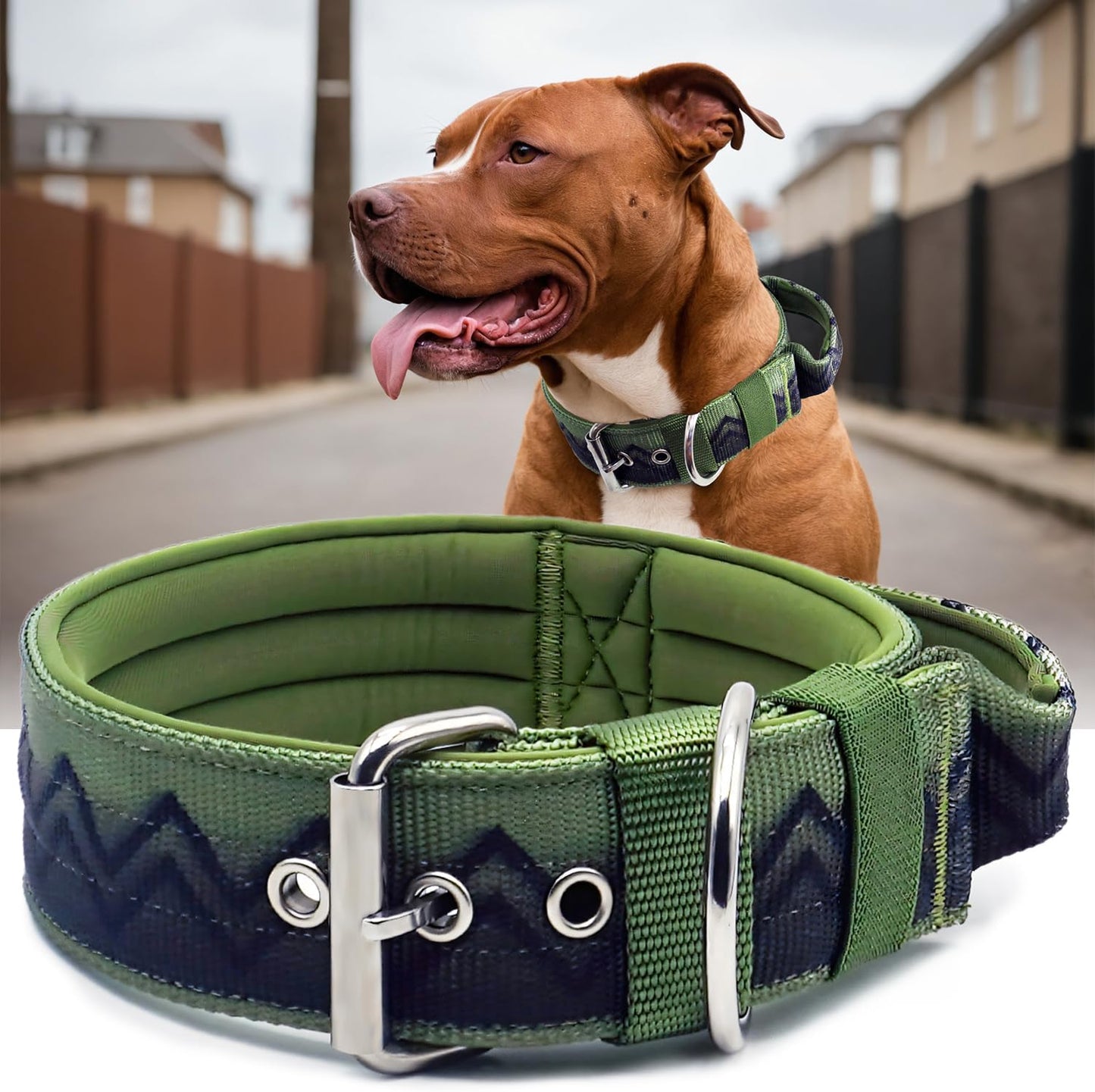 Neckshield Control Dog Collar for Large Dogs-2 Inches Wide with Pressure-Relief Padding, Professional Protection for Large & Giant Breeds, Jungle Night L