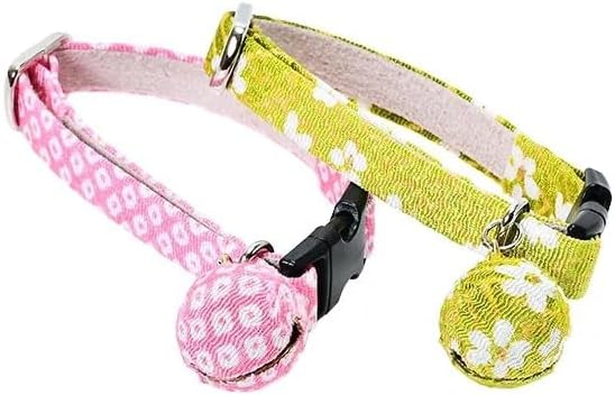 Chirimen Fabric Bell Cat Collar (Kitten Collar)｜Nagomi-なごみ- (Kimono Patterns)｜Japanese Product｜Cat ｜Red/Black (Pink, S)
