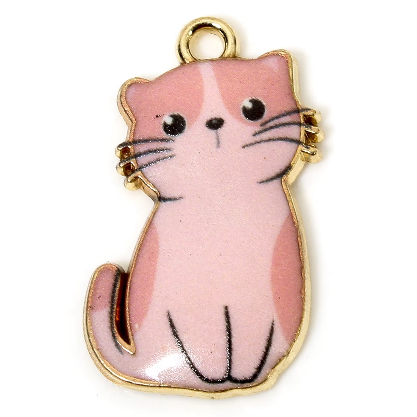 10 Pcs Cat Animal Animal Enamel Zinc Based Alloy Charms Gold Color Metal Pendants for DIY Jewelry Necklace Making 24Mm X 14Mm