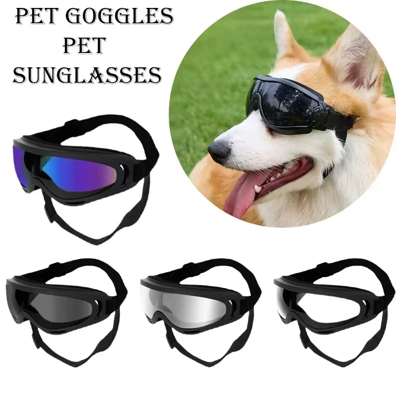 Pet Goggles Adjustable anti UV Glare Windproof Sunglasses for Dogs Outdoor Hiking Running Beach All Breeds Eye Protection Black