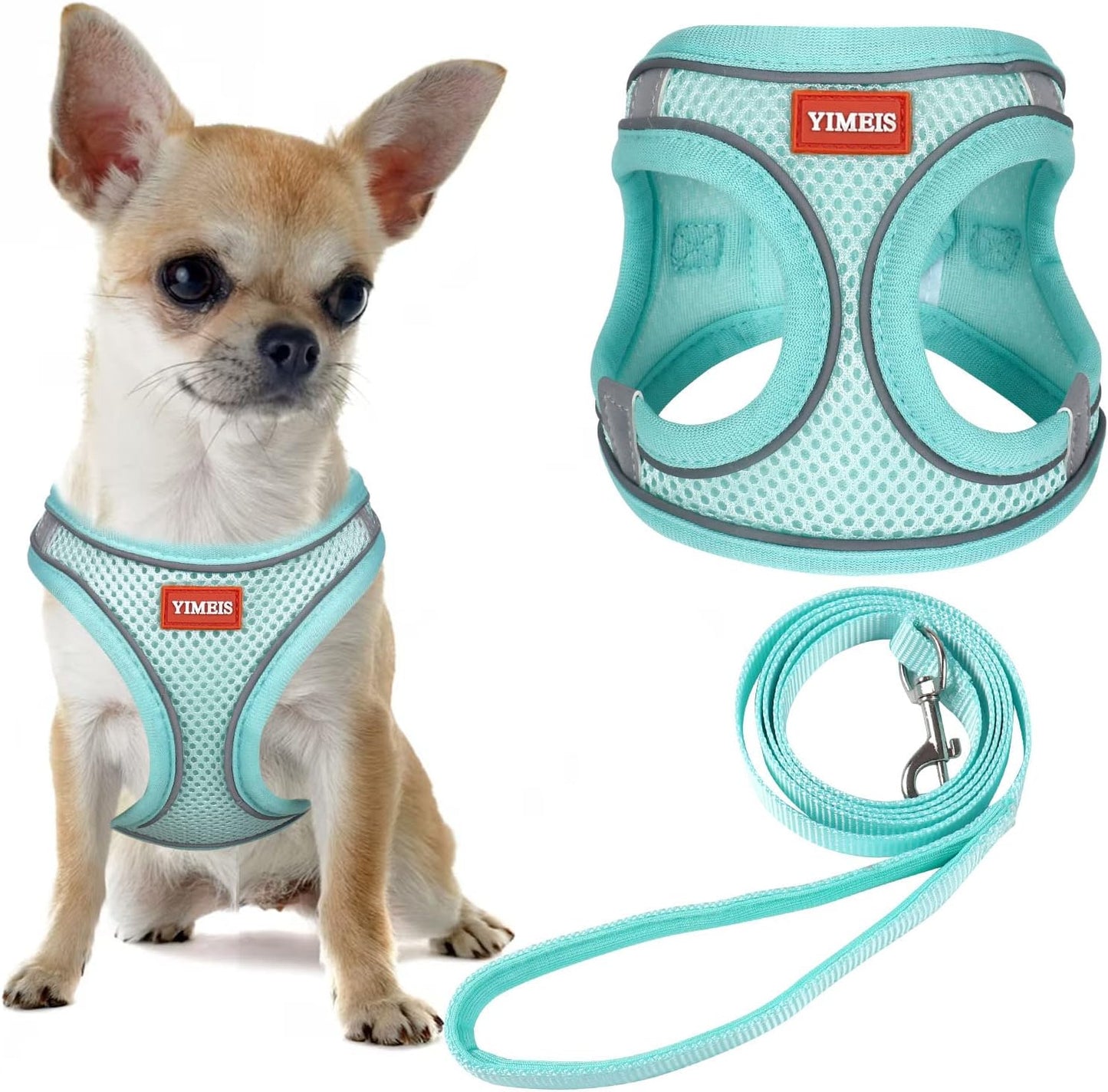 Dog Harness and Leash Set, No Pull Soft Mesh Pet Harness, Reflective Adjustable Puppy Vest for Small Medium Large Dogs, Cats (Pink, X-Small (Pack of 1)