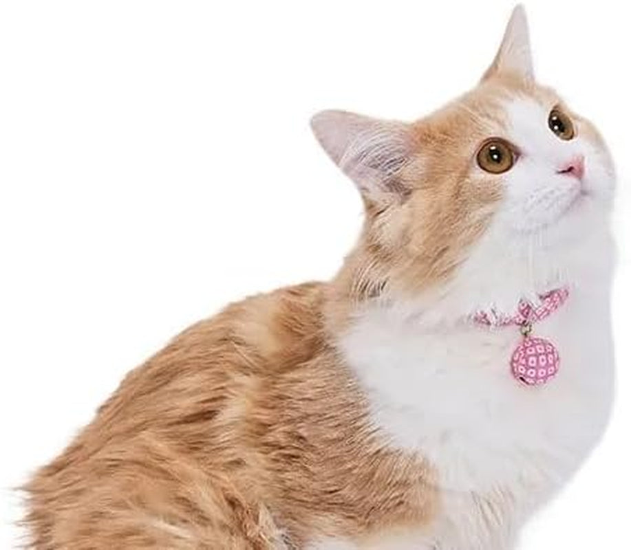 Chirimen Fabric Bell Cat Collar (Kitten Collar)｜Nagomi-なごみ- (Kimono Patterns)｜Japanese Product｜Cat ｜Red/Black (Pink, S)