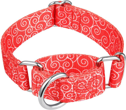Martingale Dog Collar No Pull Pet Collar Heavy Duty Dog Martingale Collars Silky with Unique Geometric Pattern for Medium and Large Dogs (Large, Turquoise)