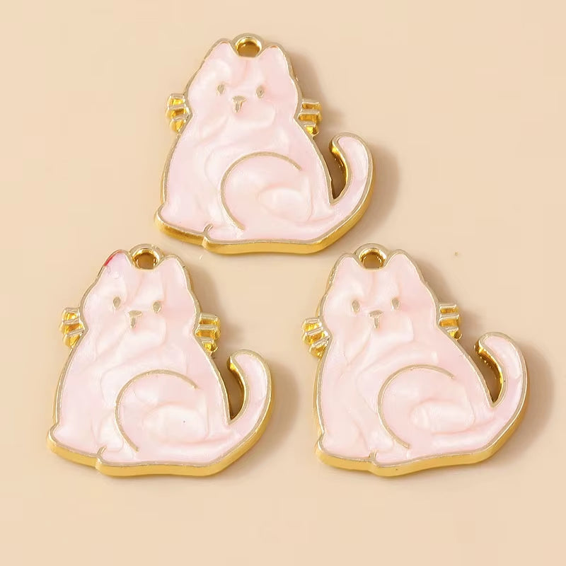 10Pcs Enamel Cute Cat Charm for Jewelry Making Kawaii Animal Pendant Necklace Bracelet Earring Accessories DIY Craft