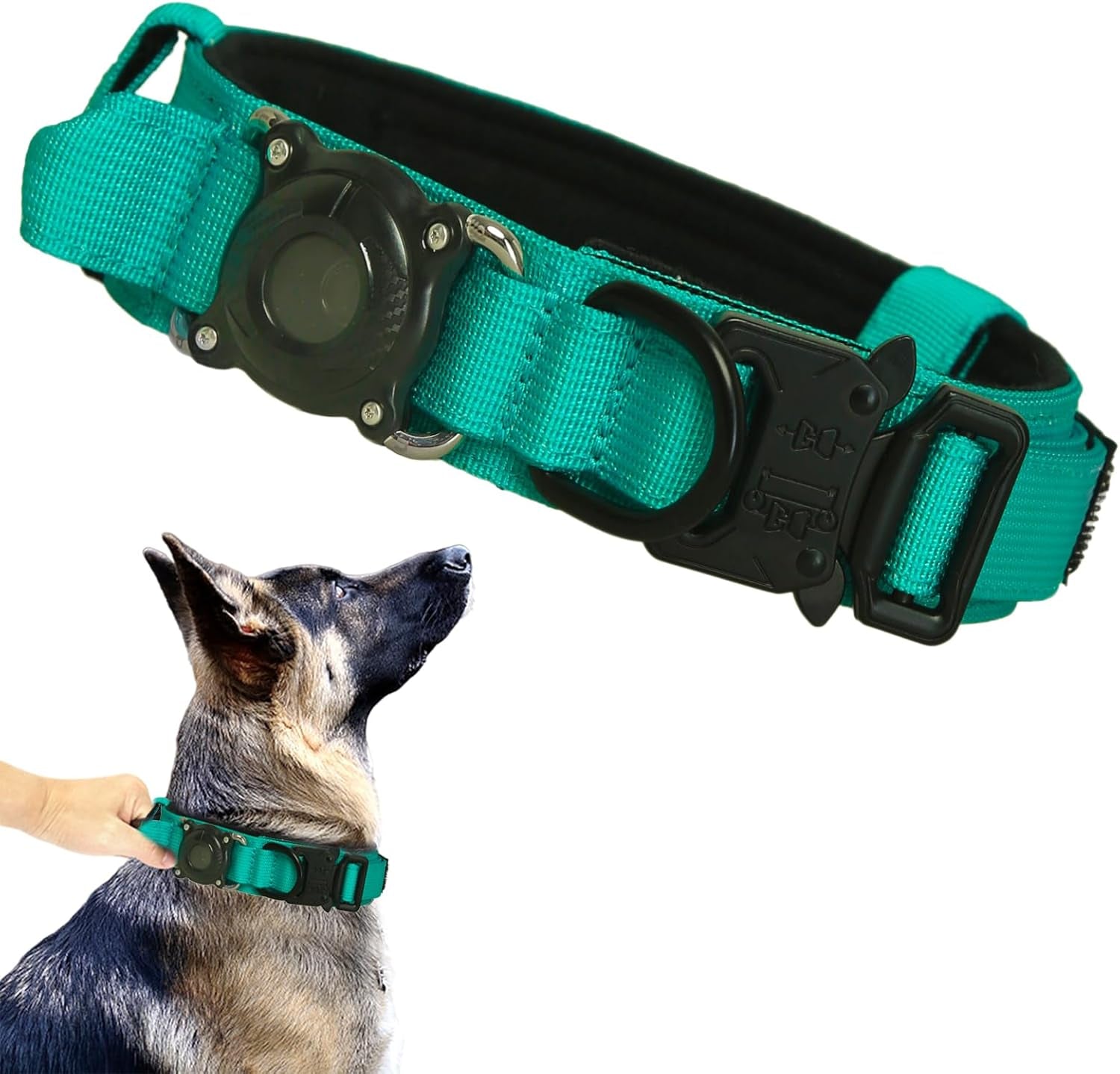 Tactical Dog Collar Adjustable Military Nylon Dog Collar with Control Handle and Heavy Duty Metal Buckle for Medium and Large Dogs (Brown,M)