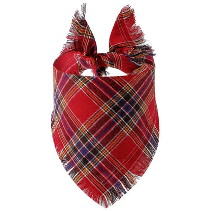 Plaid Tassel Dog Bandana Pet Triangular Scarf Pet Dog Cat Scarf Dog Supplies Photo Prop Stuff Bib Cat Puppy Accessories