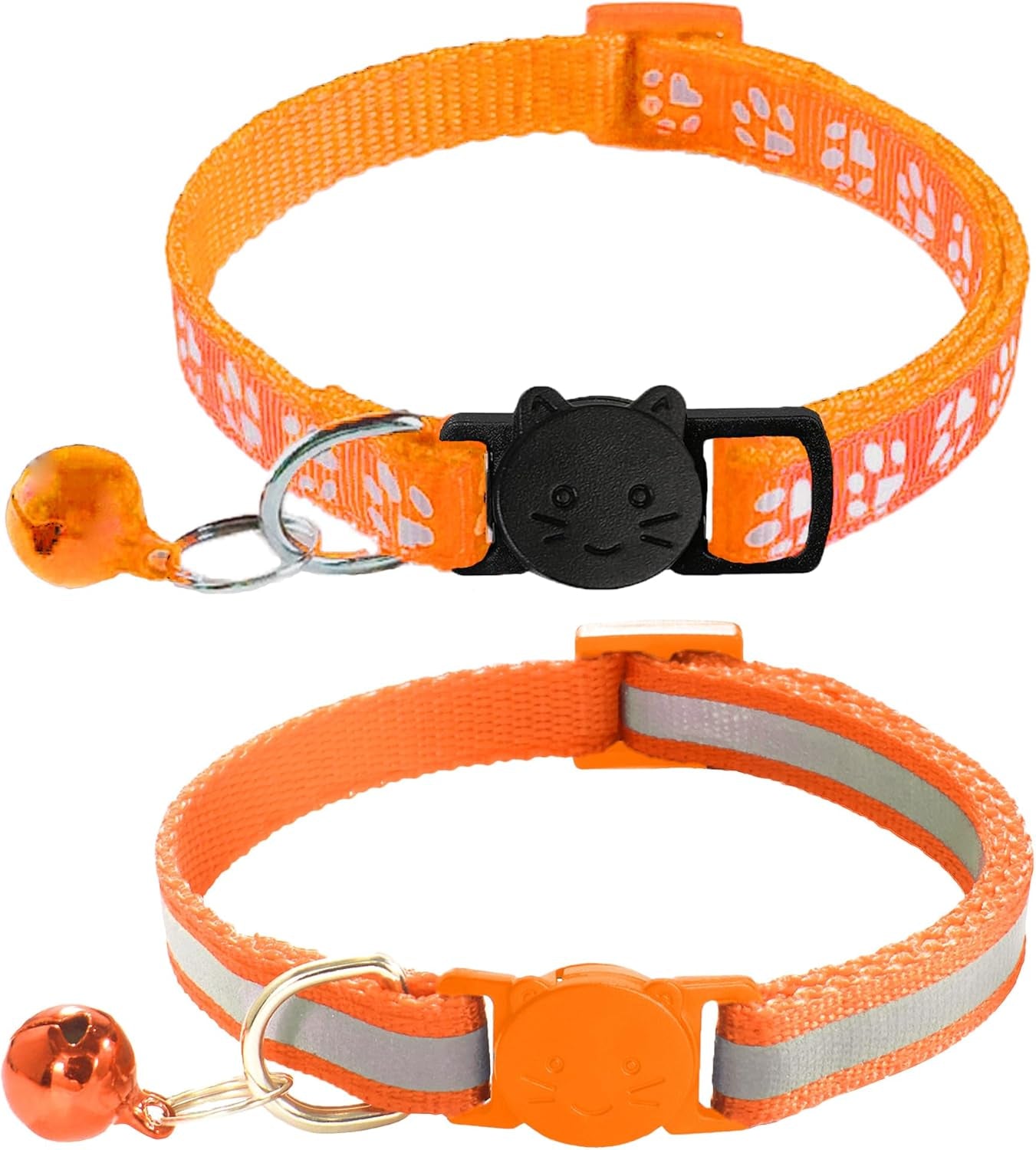 2 Pack Breakaway Cat Collars with Bells, Reflective Design and Claw Print Design, Safety Buckle Kitten Collars Adjustable from 7.5 to 12.5 Inches (Sky Blue)