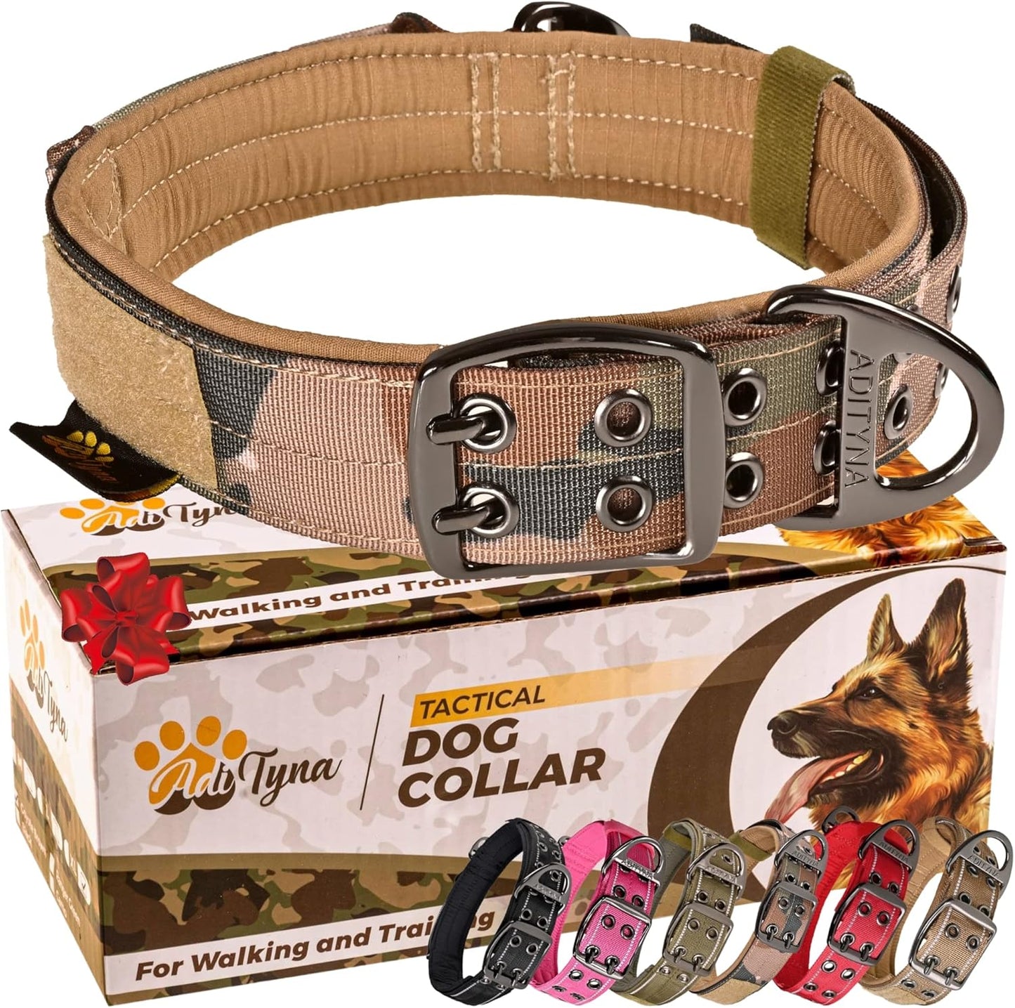 Heavy Duty Dog Collar for Large Dogs - Reflective Collar with Handle for Training, and Walking - Wide, Thick, Tactical, Soft Neoprene Padded