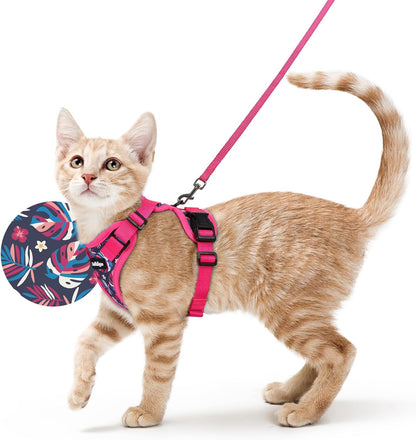Cat Harness and Leash for Walking, Escape Proof Soft Adjustable Vest Harnesses for Cats, Easy Control Breathable Reflective Strips Jacket, Black, XS
