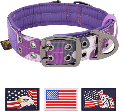 Heavy Duty Dog Collar for Large Dogs - Reflective Collar with Handle for Training, and Walking - Wide, Thick, Tactical, Soft Neoprene Padded