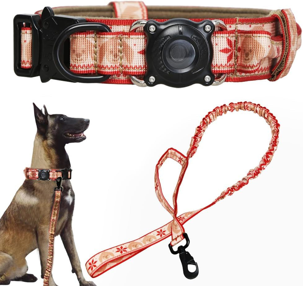 Tactical Dog Collar Adjustable Military Nylon Dog Collar with Control Handle and Heavy Duty Metal Buckle for Medium and Large Dogs (Brown,M)