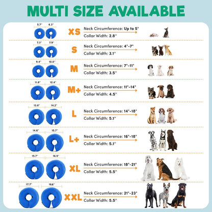 Inflatable Dog Cone Collar Alternative, Soft Dog Cone for Small Medium Large Dogs and Cats, Neck Recovery Ecollar Donut Collar after Surgery (Large, Blue)