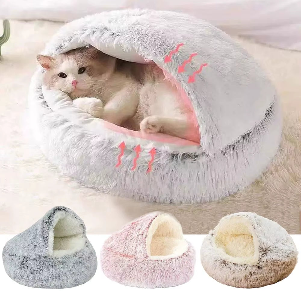 Winter Plush Pet Cat Bed round Cat Cushion Cat House Warm Cats Basket Pet Sleep Bag Kitten Nest Kennel for Pet Dog Cats