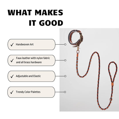 Adjustable Dog Collar and Leash Set, Reflective Collars with Brass Buckle and D-Ring for Large Dogs Walking and Training