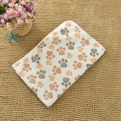 New Winter Soft Flannel Fleece Cat Dog Bed Blanket Bed Mats Paw Foot Print Warm Pet Sleeping Beds Cover Mat for Dogs Cats Pets