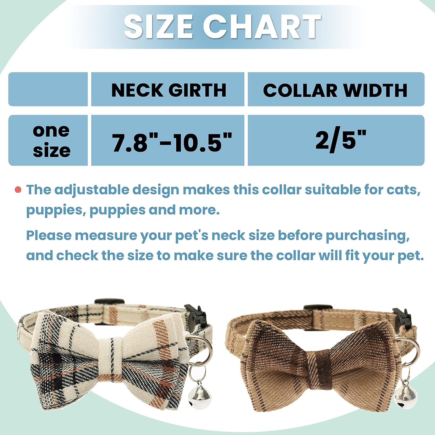 Breakaway Cat Collars - Bow Tie Cute Cat Collar with Bells for Girl Boy Cats, Puppy - Plaid Soft Adjustable Pet Collars Cat Accessories