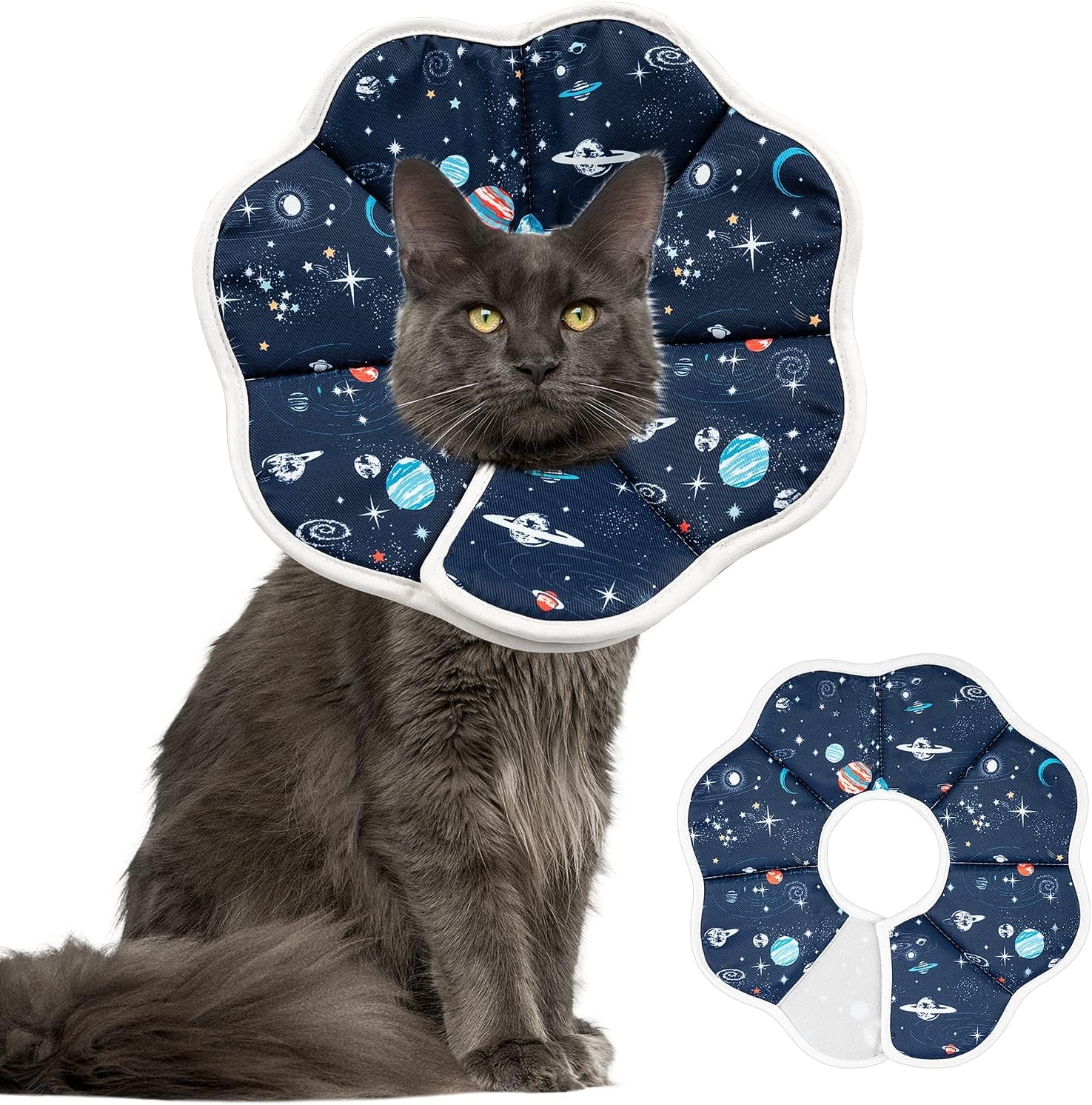 Adjustable Recovery Pet Cone E-Collar for Cats Kittens Rabbits, Plastic Elizabeth Protective Collar Wound Healing Practical Neck Cover, Neck Girth 6.1 In