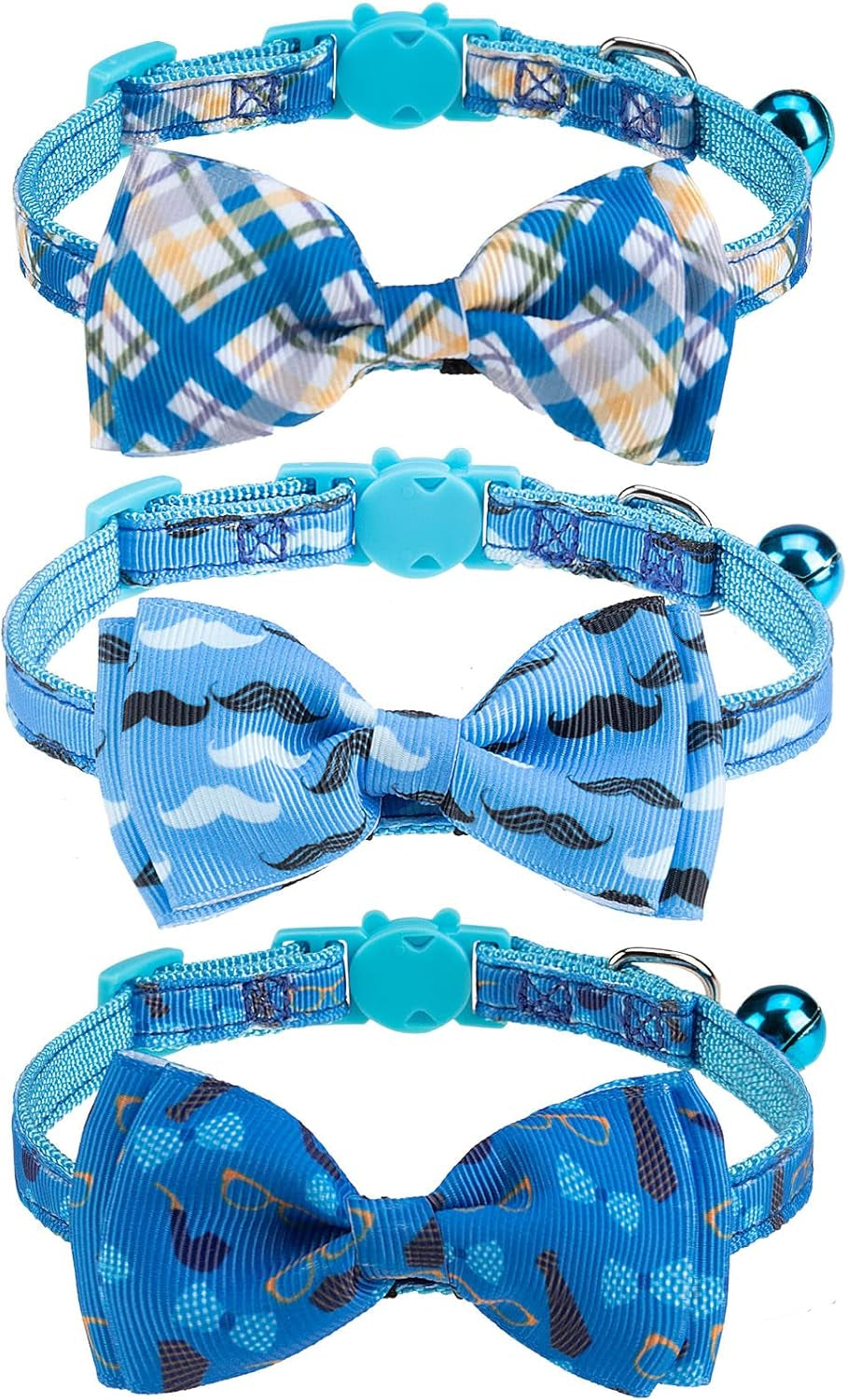 Breakaway Cat Collars with Bell & Cute Pendants, 3 Pack Safety Buckle Kitten Collars, Adjustable Pet Collar Ideal for Girl Boy Cats Puppy (Fruit Pattern)