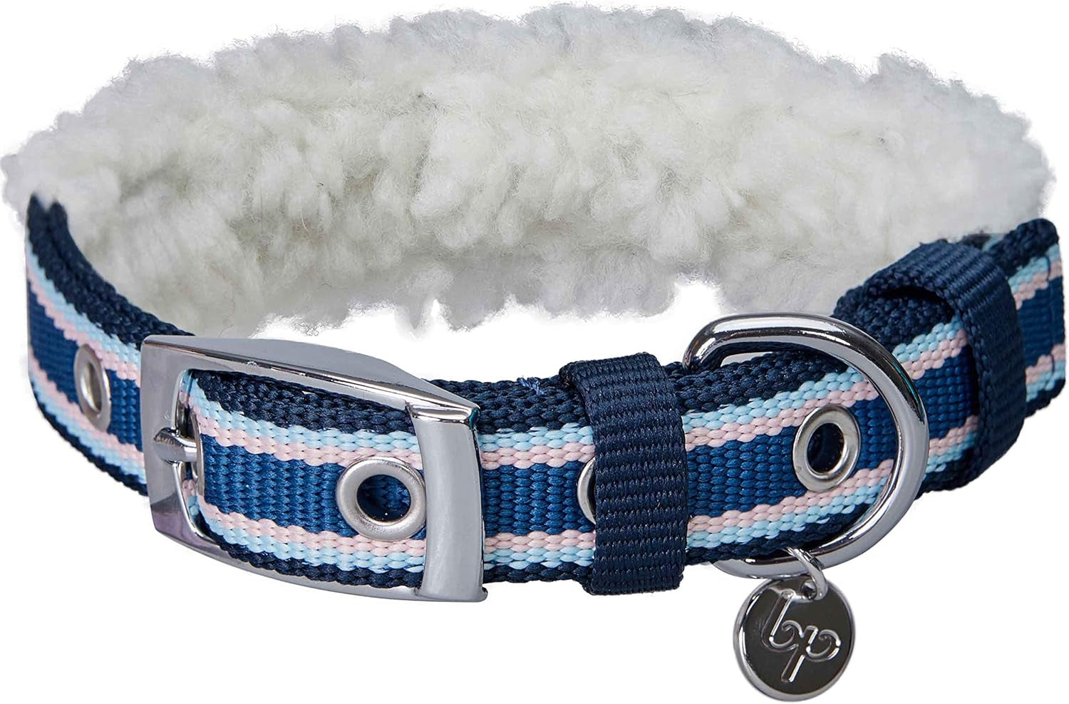 Soft & Comfy Scottish Argyle Padded Dog Collar - Pink, 13-16.5" Neck for Medium Pets, Adjustable Dog Collars for Small Dogs, Puppy Collar, Small Dog Collar, Sherpa Fleece, Metal Buckle