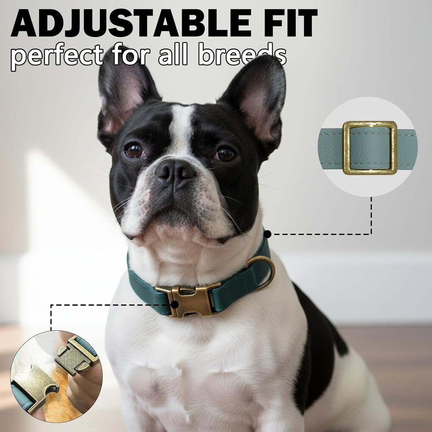 Dog Collars for Medium Dogs Silicone Leather Dog Collars Soft Flexible Waterproof Odor-Proof Durable Thick Classic Adjustable Pet Puppy Collar (Green, Medium (12.5-20" Neck))