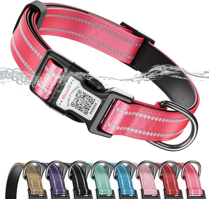 Cute Adjustable Dog Collar with QR Code Buckle - Metal Clip & Cotton Webbing Comfort Fit for Mediun Pets