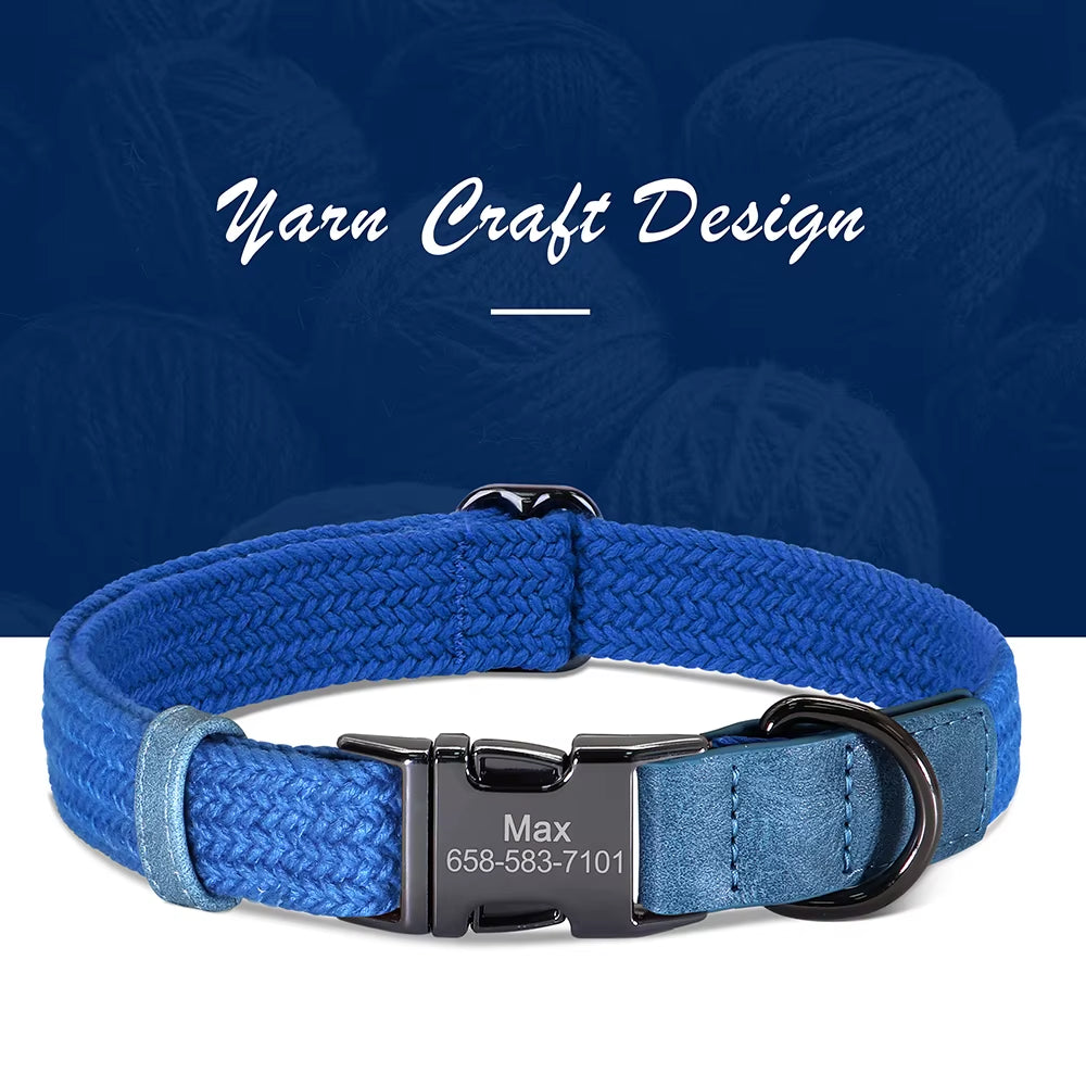 Custom Dog Collar Dog Durable Nylon Dog Collars Free Engraved Pet Name Buckle Necklace Adjustable for Small Medium Large Dogs
