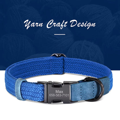 Custom Dog Collar Dog Durable Nylon Dog Collars Free Engraved Pet Name Buckle Necklace Adjustable for Small Medium Large Dogs