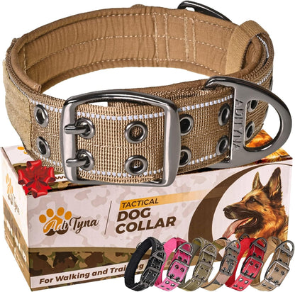 Heavy Duty Dog Collar for Large Dogs - Reflective Collar with Handle for Training, and Walking - Wide, Thick, Tactical, Soft Neoprene Padded