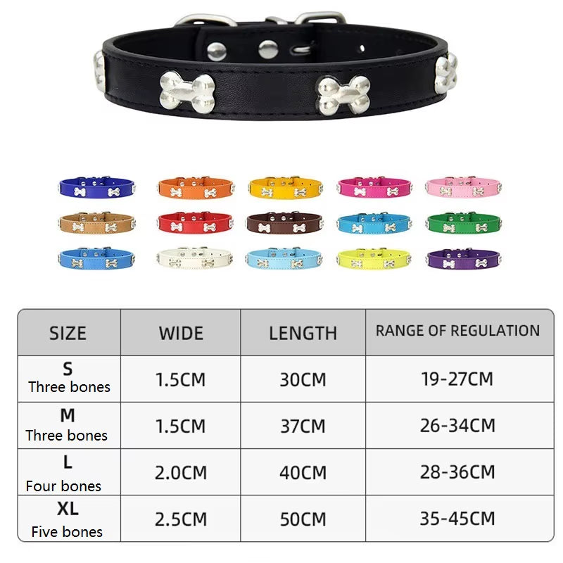 New Bone Leather Durable Pet Dog Collars Puppy Pug Collars for Small Large Dog Puppy Neck Collar GXQ13