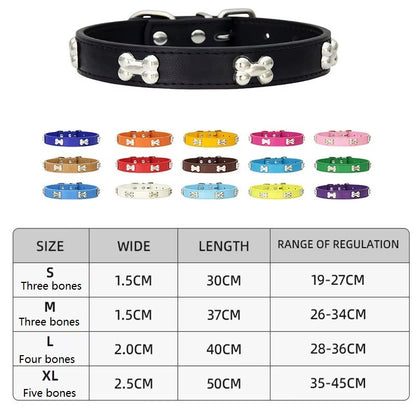 New Bone Leather Durable Pet Dog Collars Puppy Pug Collars for Small Large Dog Puppy Neck Collar GXQ13