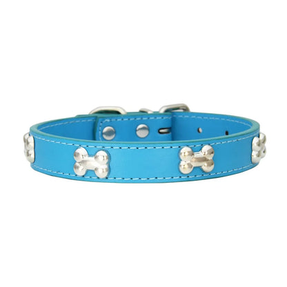 New Bone Leather Durable Pet Dog Collars Puppy Pug Collars for Small Large Dog Puppy Neck Collar GXQ13