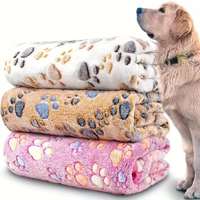New Winter Soft Flannel Fleece Cat Dog Bed Blanket Bed Mats Paw Foot Print Warm Pet Sleeping Beds Cover Mat for Dogs Cats Pets