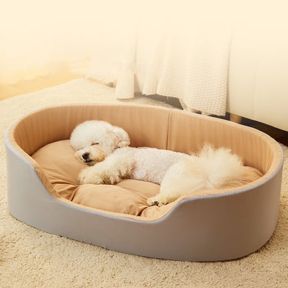 Pet Summer Chair Bed, Household Dog Bed, Cool Pet Bed Nests with Cotton Mat, Washable and Comforts Dog Bed, Calming Pet Mat with Non-Slip Bottom, Large Oval Shape Soft Pet Kennel