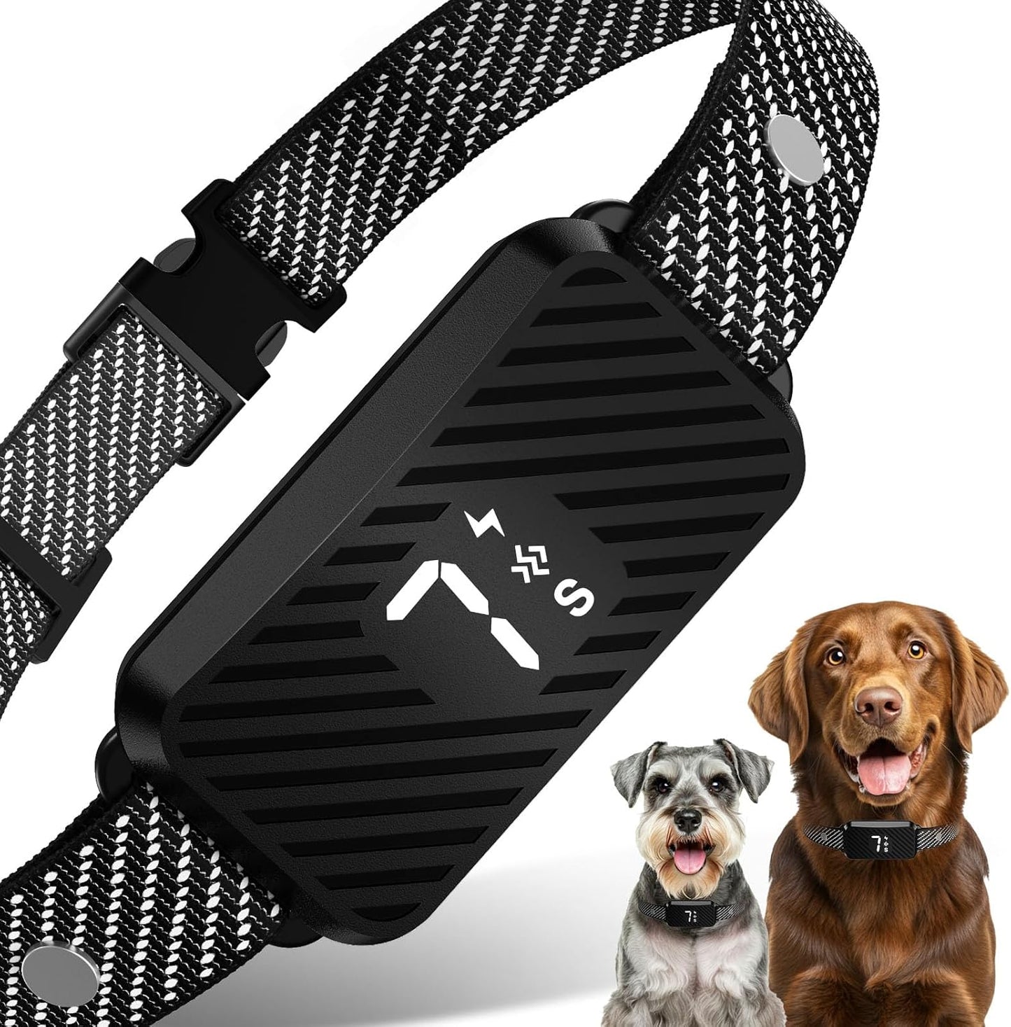 Dog Bark Collar for Large Medium Small Dogs, Effective No-Bark Collar, Smart Barking Collar, Rechargeable Bark Collar with 7-Level Sensitivity, 3 B & V Modes, Waterproof, Neon Orange
