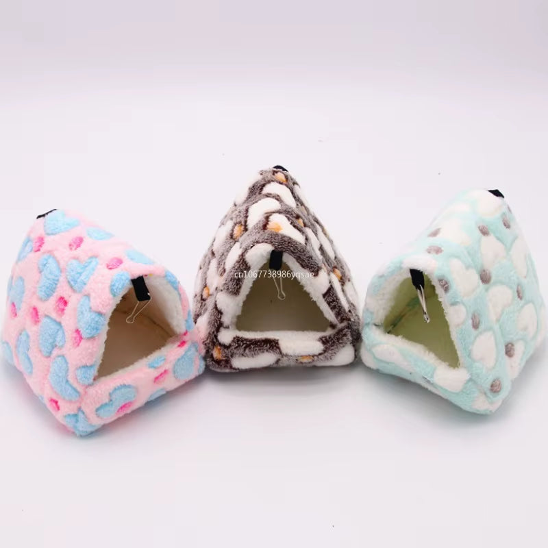 Hamster House Warm Soft Beds and Houses Rodent Cage Printed Hammock for Rats Cotton Guinea Pig Accessories Small Animals 햄스터