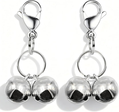 4 Sets Cat Bell for Dog Collar Charm Trainingpet Pendant Accessories with 2 Pack Stainless Steel Dog Tag Clips(2 Medium Silver)